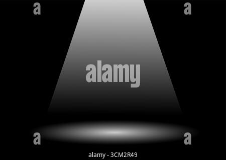 Bühnenweißer Scheinwerfer auf schwarzem Hintergrund, Vektor-Illustration Licht, das unten auf dem Boden leuchtet Stock Vektor