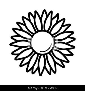 Sonnenblume. Handgezeichnetes Symbol der Blume. Isolierte Vektorillustration im Doodle-Line-Stil. Stock Vektor