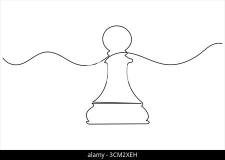 Ritterschach durchgehende einzeilige Zeichnung eines isolierten Konturvektorsymbols Stock Vektor