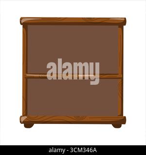 Cartoon-Holzregal mit zwei Regalen. Vektor-isolierte Illustration auf weißem Hintergrund. Stock Vektor