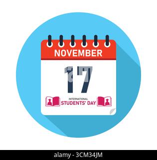 Internationaler Studententag 17. November Kalender Graphic Design. Banner für Post in sozialen Medien. Vektorabbildung Stock Vektor