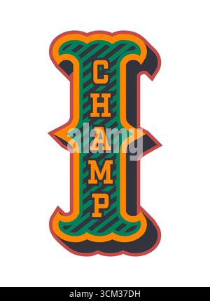 American Varsity Sport Letter I, College Champion Patch Label. Vintage-Vektordruck der Sportliga, Typografie-Aufnäher für Sportmeister. Varsity Club-Retro-Symbol-Abzeichen mit Vintage-Typografie Stock Vektor