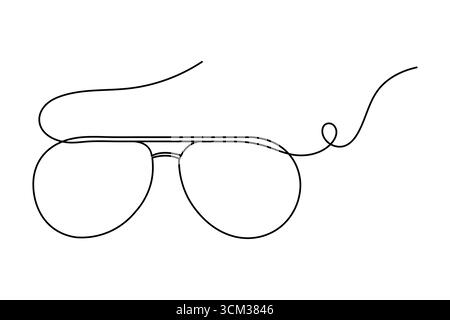 Sonnenbrille durchgehende einzeilige Zeichnung, minimalistischer Vektor-Stil, einfache Mode Stock Vektor