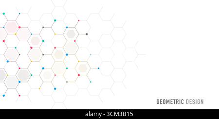 Grafisches Designelement mit abstraktem geometrischem Hintergrund aus einfachem Sechseckmuster Stock Vektor
