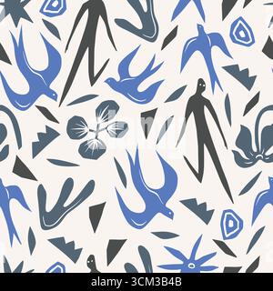 Abstraktes farbenfrohes nahtloses Muster mit modernen Formen und Figuren Stock Vektor