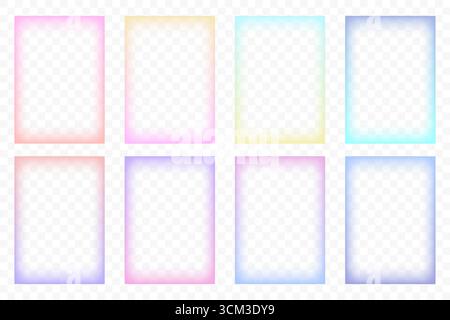 Abstrakte Verlaufsgrenze mit leichtem Verlaufseffekt. Vektor süße Kinderdesigns mit verschwommenen Kanten. Moderne Bilderrahmen für Mädchen. Minimales Dekor Stock Vektor