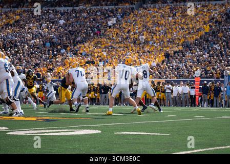 September 2025, Morgantown, WV, USA: 13. September 2025: Eli Hostein während der West Virginia University Mountaineers (WVU) vs University of Pittsburgh Panthers in Morgantown, WV im Milan Puskar Stadium. Bradley Martin/scheinbare Media Group (Kreditbild: © AMG/AMG Via ZUMA Press Wire) NUR REDAKTIONELLE VERWENDUNG! Nicht für kommerzielle ZWECKE! Stockfoto