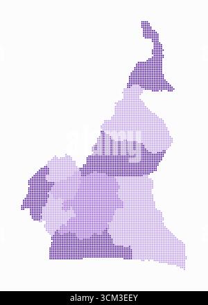 Kamerun gepunktete Karte. Digitale Landkarte des Landes auf weißem Hintergrund. Kamerun Form mit Kreispunkten. Farbige Punkte. Kleine Kreise. Stock Vektor