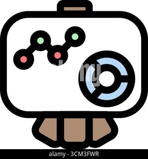 Dieses Symbol stellt ein Dashboard zur Datenanalyse dar, das für Geschäftsberichte und Präsentationen verwendet wird. Sie zeigt wichtige Kennzahlen und Diagramme für effektive Communi an Stock Vektor