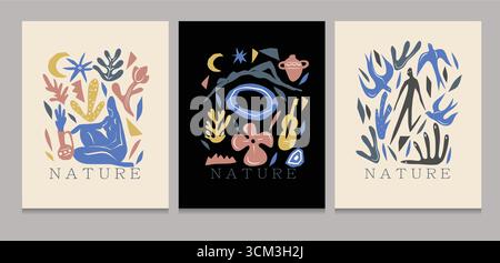 Modernes Poster im abstrakten Stil mit von der Natur inspirierten Formen Stock Vektor