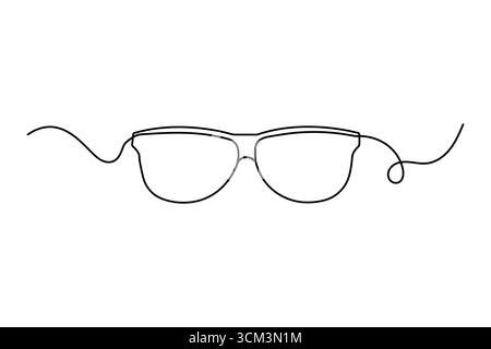 Sonnenbrille durchgehende einzeilige Zeichnung, minimalistischer Vektor-Stil, einfache Mode Stock Vektor