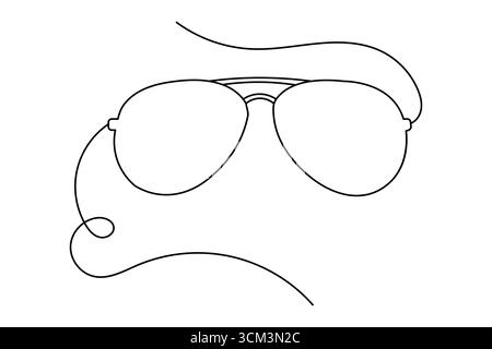 Sonnenbrille durchgehende einzeilige Zeichnung, minimalistischer Vektor-Stil, einfache Mode Stock Vektor