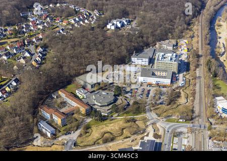 Luftaufnahme, Kulturzentrum Berliner Platz und Baustelle der Berufsschule Berliner Platz und Franz-Stock-Gymnasium links im pi Stockfoto