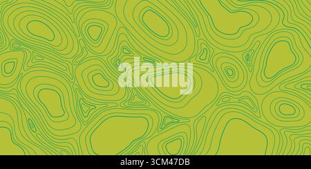 Banner Für Topografische Landschaft. Grüne Konturkarte mit Geographischen Linien, Gebirgsreliefs und Kartographien-Gittertextur Stock Vektor