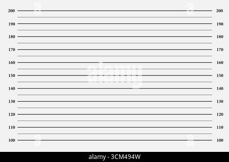 Fahnenpolizei, die Linienheitsmessung für Schuss. Fotohintergrund, kriminelle Polizeifahndung mit Zentimeterskala. Retro. Vektorabbildung Stock Vektor