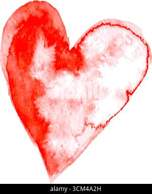 Echte Hand Gezeichnet Rot Aquarell Herz Vektor Illustration. Stock Vektor