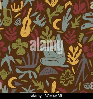 Abstraktes farbenfrohes nahtloses Muster mit modernen Formen und Figuren Stock Vektor