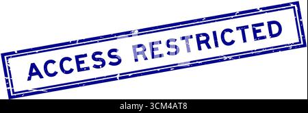 Grunge Blue Access Restricted Word quadratischer Gummisiegelstempel auf weißem Background Stock Vektor