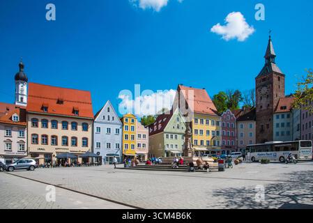 Landsberg, Hauptplatz und Marktplatz in der historischen Altstadt, Bayern Deutschland Stockfoto