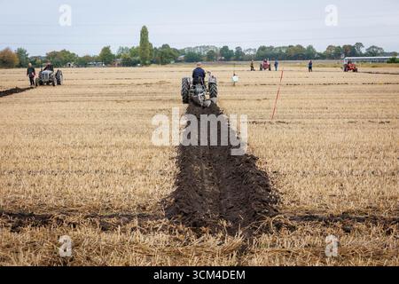 Die Makerfield Pfluggesellschaft veranstaltete ein Pflugspiel in der Moss Side Farm, Manchester Road, Rixton, Warrington, Cheshire, Stockfoto