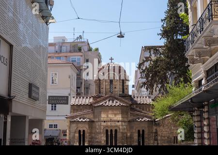 Kirche von Panagia Kapnikarea, eine der ältesten Kirchen Griechenlands, Ermou Straße, Athen Stockfoto