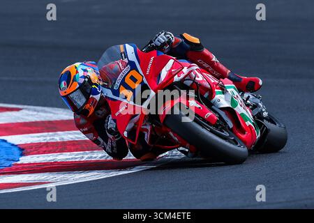 Misano Adriatico, Italien. September 2025. Luca Marini aus Italien und Honda HCR Castrol, die während des MotoGP GP16 Red Bull Grand Prix von San Marino und der Rimini Riviera zu sehen waren - Rennen auf dem Misano World Circuit Marco Simoncelli Credit: dpa/Alamy Live News Stockfoto