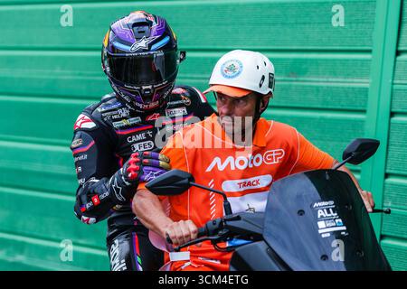 Misano Adriatico, Italien. September 2025. Jorge Martin aus Spanien und Aprilia Racing beim MotoGP GP16 Red Bull Grand Prix von San Marino und der Rimini Riviera - Rennen auf dem Misano World Circuit Marco Simoncelli Credit: dpa/Alamy Live News Stockfoto