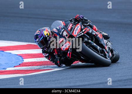 Misano Adriatico, Italien. September 2025. Jorge Martin aus Spanien und Aprilia Racing beim MotoGP GP16 Red Bull Grand Prix von San Marino und der Rimini Riviera - Rennen auf dem Misano World Circuit Marco Simoncelli Credit: dpa/Alamy Live News Stockfoto