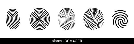 Symbol für Fingerabdruckscannen festlegen. Symbolvektor für Fingerabdruckscannen Stock Vektor