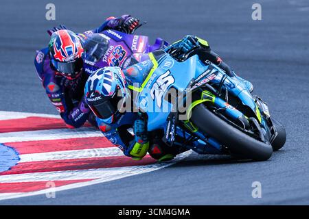 Misano Adriatico, Italien. September 2025. Raul Fernandez aus Spanien und das Trackhouse MotoGP Team, das beim MotoGP GP16 Red Bull Grand Prix von San Marino und der Rimini Riviera zu sehen war - Rennen auf dem Misano World Circuit Marco Simoncelli Credit: dpa/Alamy Live News Stockfoto