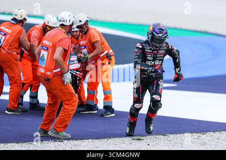 Misano Adriatico, Italien. September 2025. Jorge Martin aus Spanien und Aprilia Racing beim MotoGP GP16 Red Bull Grand Prix von San Marino und der Rimini Riviera - Rennen auf dem Misano World Circuit Marco Simoncelli Credit: dpa/Alamy Live News Stockfoto