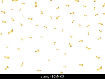 Goldener Konfetti-Hintergrund. Fallende Konfetti für Party, Geburtstag, Feier oder Jahrestag. Vektorillustration auf weißem Hintergrund. Stock Vektor