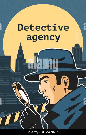 Detective mit Lupe Noir Poster Stock Vektor