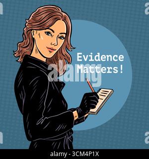 Detektivin mit quadratischem Notizbuch-Noir-Poster Stock Vektor
