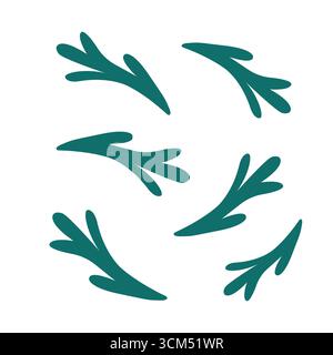 Tannenzweige Set. Vektor-Illustration für Weihnachtskarten, Winterdesigns und saisonales Branding. Winterurlaub immergrüne Dekoration, Fichte oder Kiefer Stock Vektor