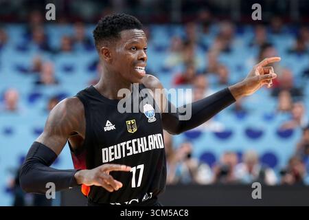 Riga, Lettland. September 2025. Basketball: Europameisterschaft, Deutschland - Türkei, K.-o.-Runde, Finale, Dennis Schröder (Deutschland) gestikuliert. Quelle: Matthias Stickel/dpa/Alamy Live News Stockfoto