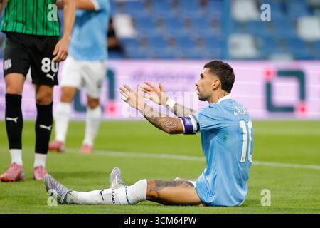 Reggio Emilia, Italien. September 2025. Mattia Zaccagni von der SS Lazio ist während des italienischen Fußballspiels der Serie A zwischen den USA Sassuolo Calcio und der SS Lazio im Mapei Stadium zu sehen. Endpunktzahl Sassuolo 1:0 SS Lazio Credit: SOPA Images Limited/Alamy Live News Stockfoto