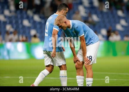 Reggio Emilia, Italien. September 2025. Die Spieler der SS Lazio sind während des italienischen Fußballspiels der Serie A zwischen den USA Sassuolo Calcio und der SS Lazio im Mapei Stadium zu sehen. Endpunktzahl Sassuolo 1:0 SS Lazio Credit: SOPA Images Limited/Alamy Live News Stockfoto