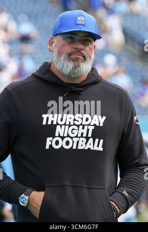 Nashville, USA. September 2025. Der pensionierte Los Angeles Rams-Spieler Andrew Whitworth tritt am 14. September 2025 im Nissan Stadium in Nashville, Tennessee, auf. (Foto: Kindell Buchanan/SIPA USA) Credit: SIPA USA/Alamy Live News Stockfoto
