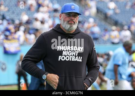 Nashville, USA. September 2025. Der pensionierte Los Angeles Rams-Spieler Andrew Whitworth tritt am 14. September 2025 im Nissan Stadium in Nashville, Tennessee, auf. (Foto: Kindell Buchanan/SIPA USA) Credit: SIPA USA/Alamy Live News Stockfoto