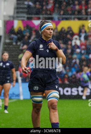 Bristol, Großbritannien. August 2025. Rachel Malcolm (Captain) (SCO) während des Endrunde England gegen Schottland im Rugby World Cup Spiel im Ashton Gate Stadium. NUR REDAKTIONELLE VERWENDUNG. NICHT FÜR KOMMERZIELLE ZWECKE. Bristol, Großbritannien © ️ Credit: Elsie Kibue/Alamy Live News Stockfoto