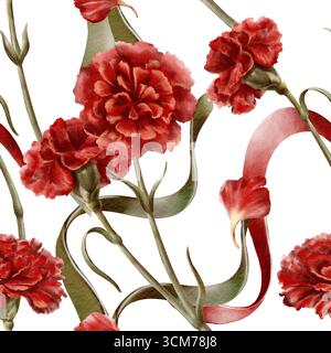 Portugiesische Revolution der Nelken Symbole rote Blume mit Bändern farbige Nationalflagge symbolisiert Freiheit, friedliche Veränderung im Leben der Nation und Stockfoto