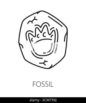 Dinosaurier Fossil Fußabdruck Museum Galerie Linie Symbol oder Schild. Prähistorisches Tiermuseum Liniensymbol, Galerie Lineart Piktogramm. Dinosaurier-Exponat-Schild mit Dinosaurier-Fußspur-Bodenspur Stock Vektor