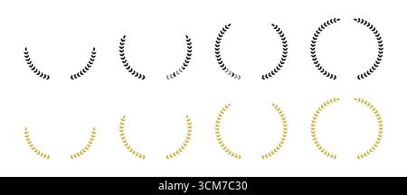 Goldene und schwarze Lorbeerkränze symbolisieren Sieg und Ehre Stock Vektor