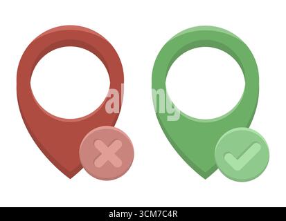 PIN-Gruppe zuordnen. Positionsmarkierungssymbole. Navigationszeiger Vektor. Embleme mit zwei Positionen. EPS 10. Stock Vektor