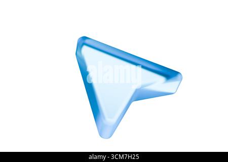 Blaues Dreieck auf weißem Hintergrund Stockfoto