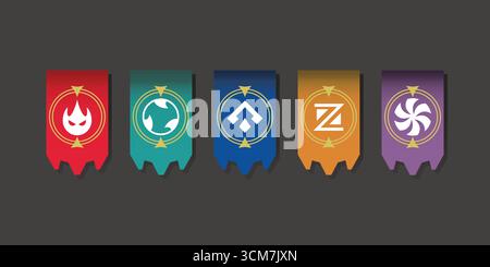 Banner- oder Clipgrafik-Set mit Symbolen Vektorillustration Stock Vektor