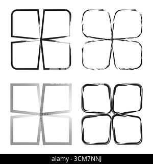 Abstrakte quadratische Rahmen. Abgerundete Eckformen. Vektor der geometrischen Linie. Moderne Designillustration. EPS 10. Stock Vektor