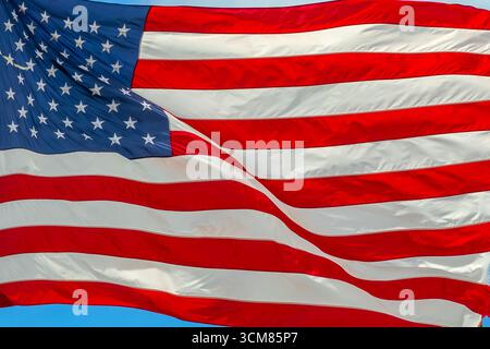 Nahaufnahme einer amerikanischen Flagge, patriotischer Hintergrund, Präsidentschaftswahlen, amerikanischer Nationalfeiertag, 4. Juli, Veterans Day oder memori Stockfoto