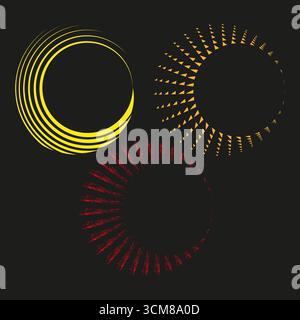 Abstraktes Sunburst-Element. Radiales Linienmuster. Roter Punkt im Fokus. Illustration zum Vektor-Burst. EPS 10. Stock Vektor